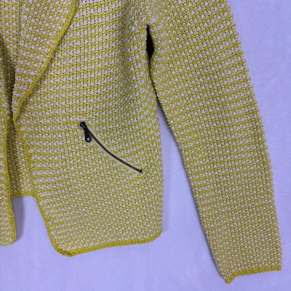 Boden Yellow & White Striped Knit 100% Cotton Open Blazer Jacket Size US 10 - Picture 5 of 12